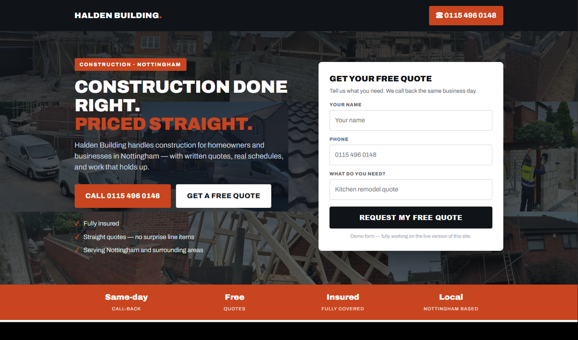 The new homepage draft built by Aureon Global for the same firm